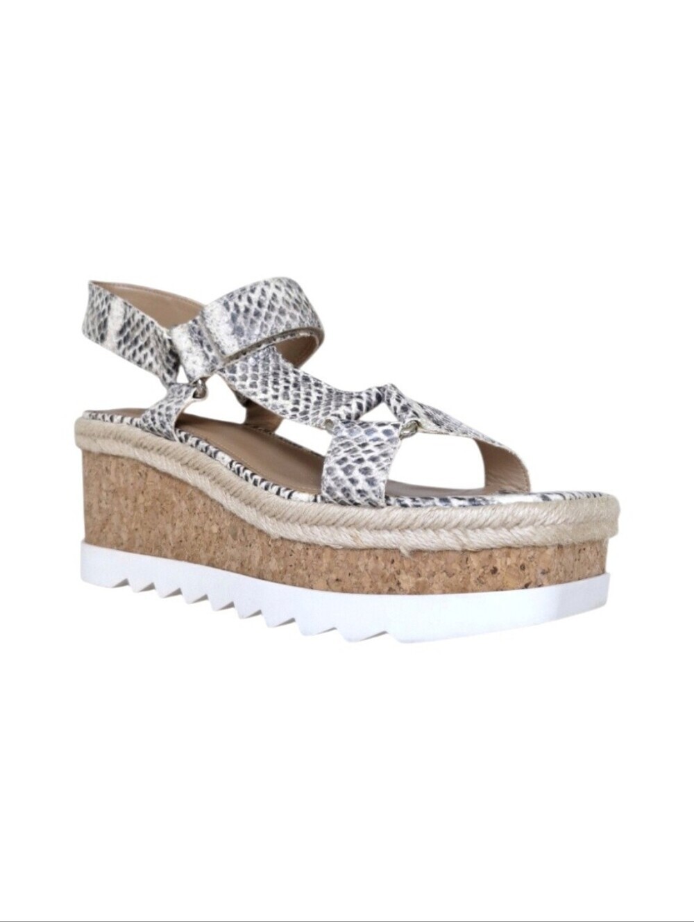 Marc Fisher Leather Snake Print Cork Platform Espadrille Wedge Sandals 9.5